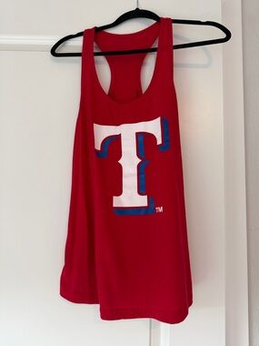 Red Tank Top with White & Blue Logo - Women's Racerback
